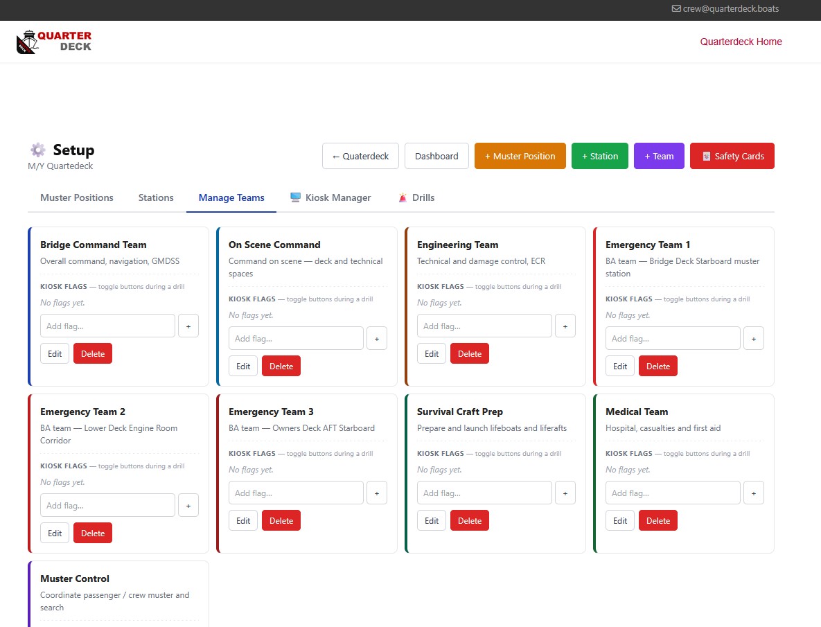 Teams screen showing Bridge Command, On Scene Command, and other functional teams